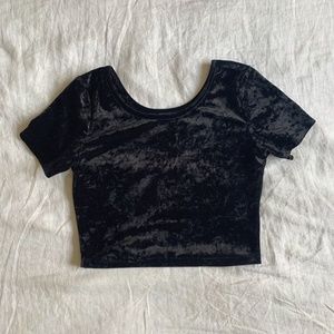 F21 Black Velvet Crop Tee